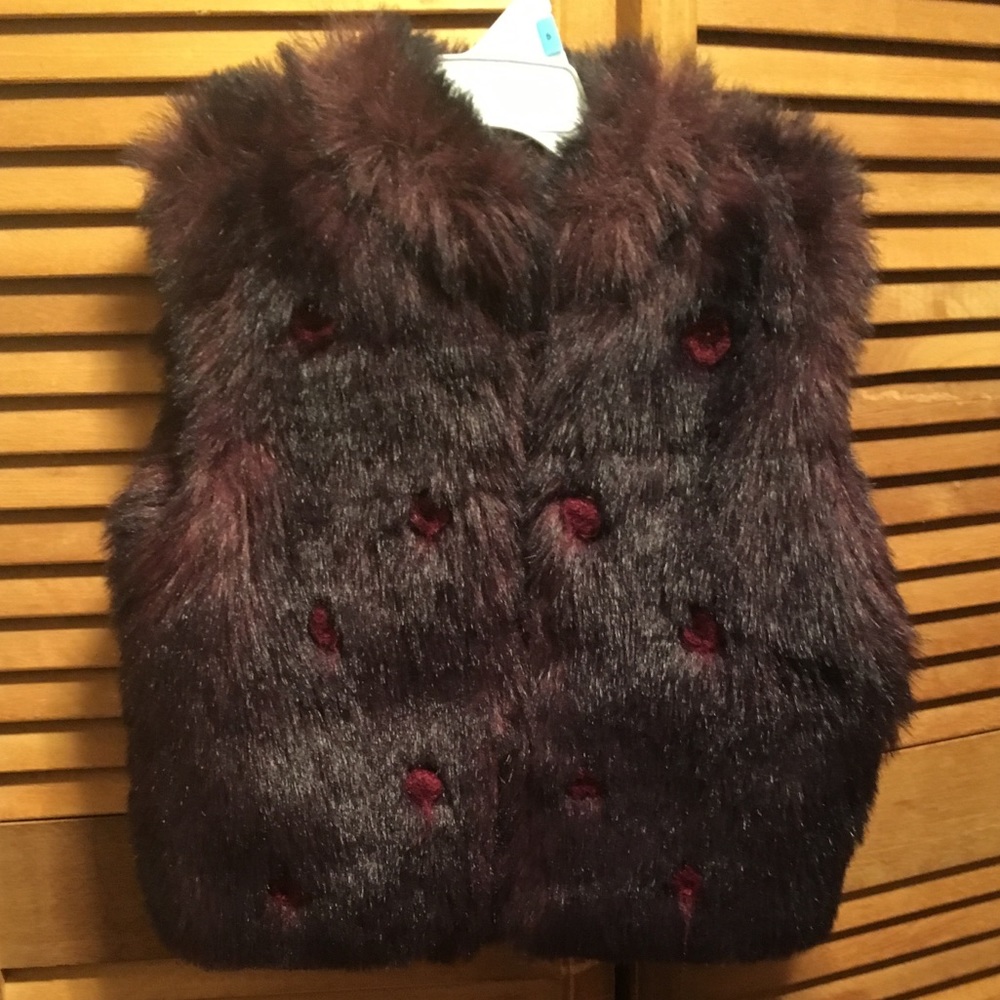 JM Originals Brown & Plum Faux Fur Vest